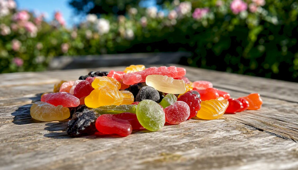 Close-up of assorted non-GMO Swedish gummy candies