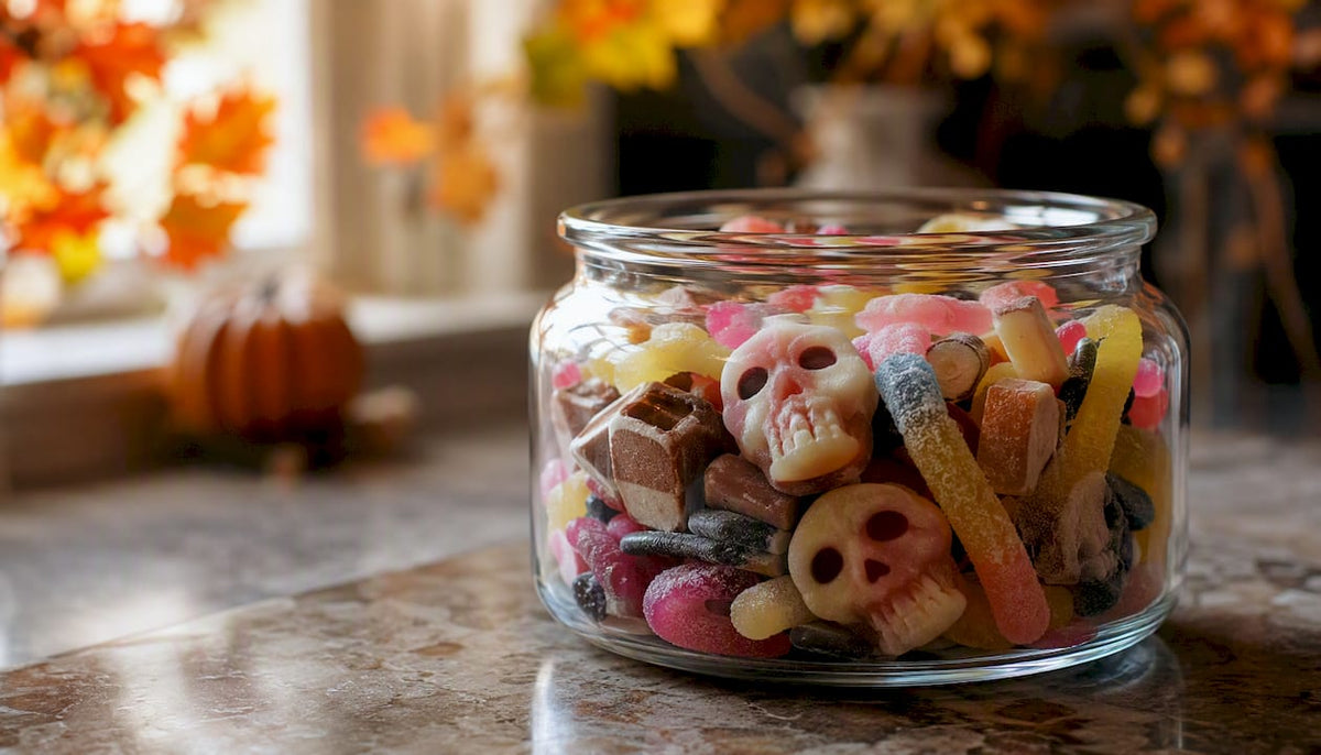 Assorted Swedish Halloween candies in bowl
