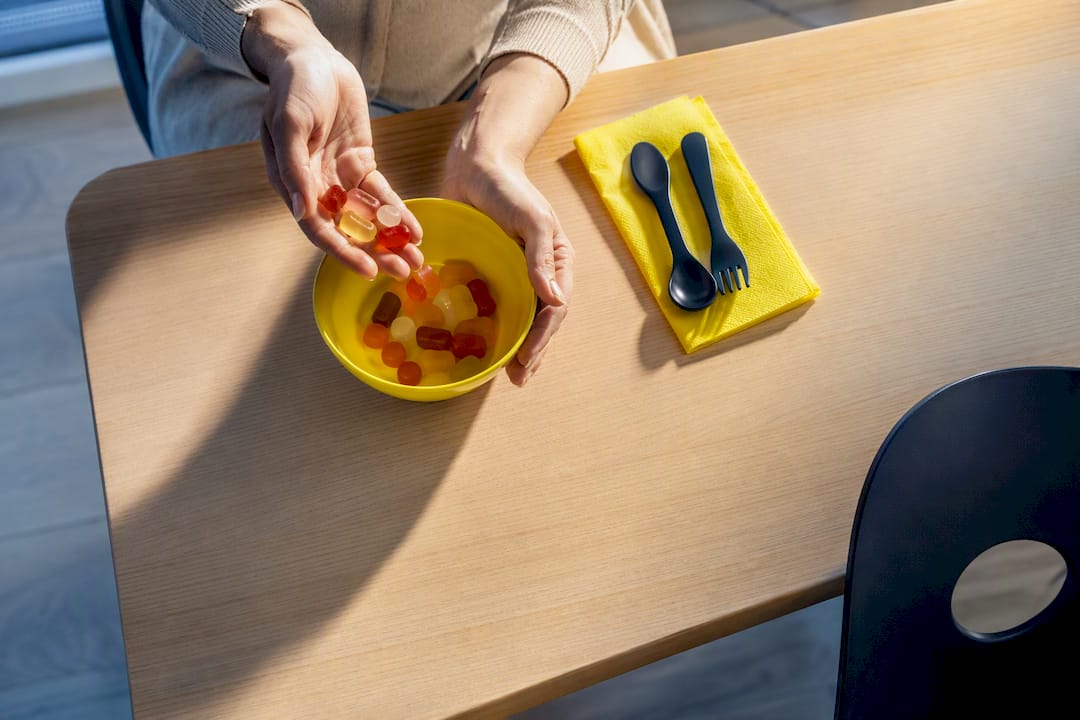 Caregiver portioning soft gummy candies