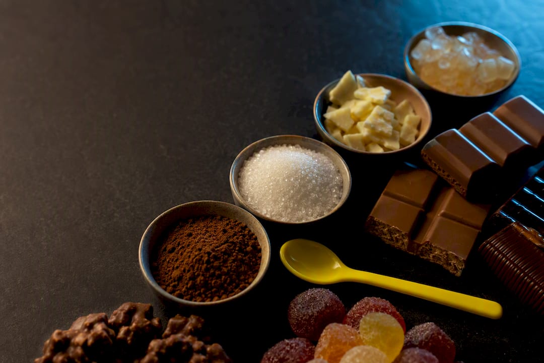 Unbranded candy and contrasting ingredient textures