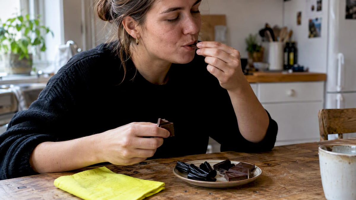 Black licorice and chocolate ready to taste