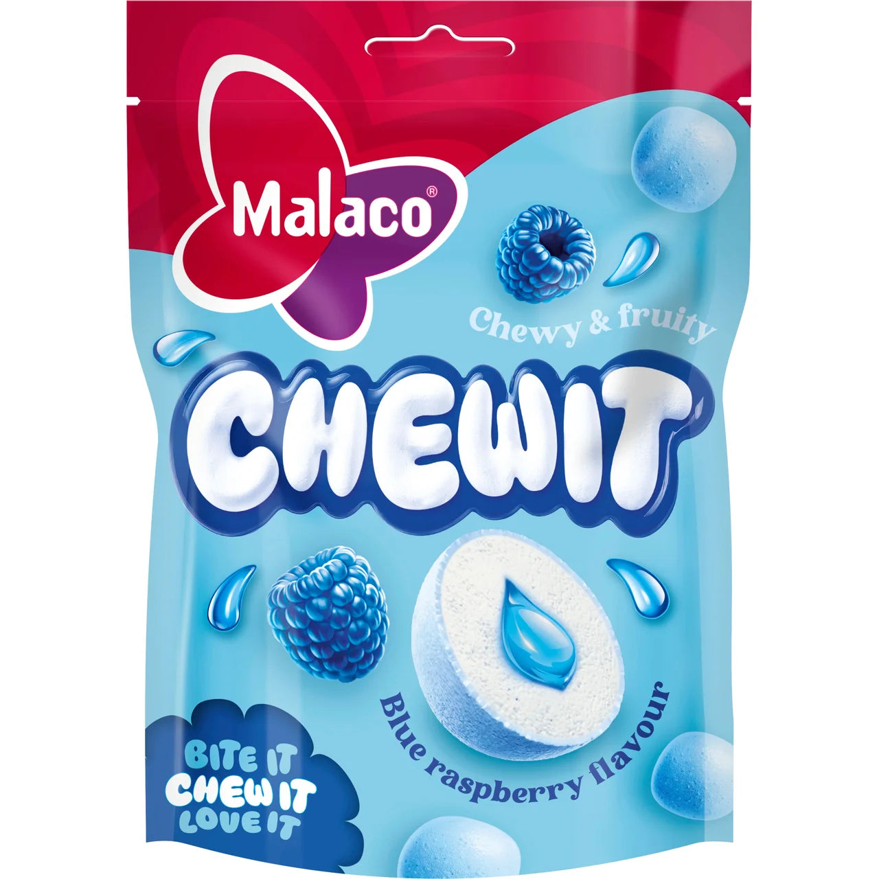 Malaco Chewit Blue Raspberry - Chewy Fruit Toffees 115g