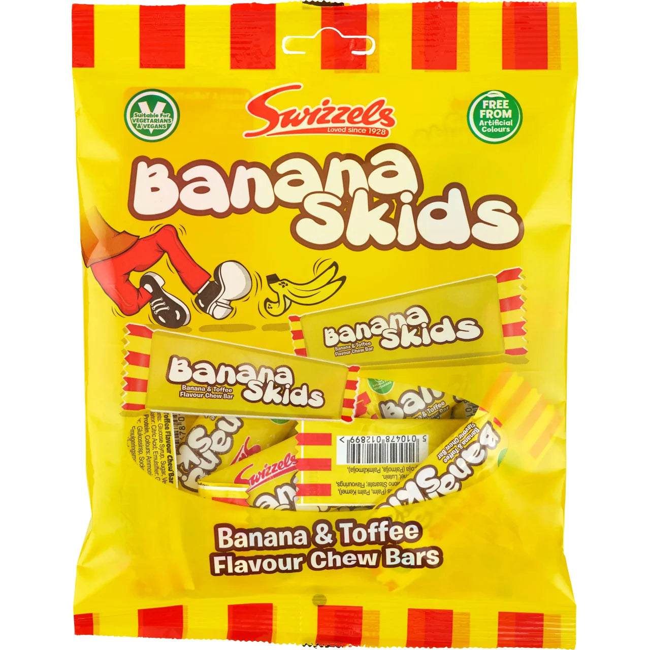Swizzels Godis Banana skids - Chewy & Stretchy Candy Bars 120g