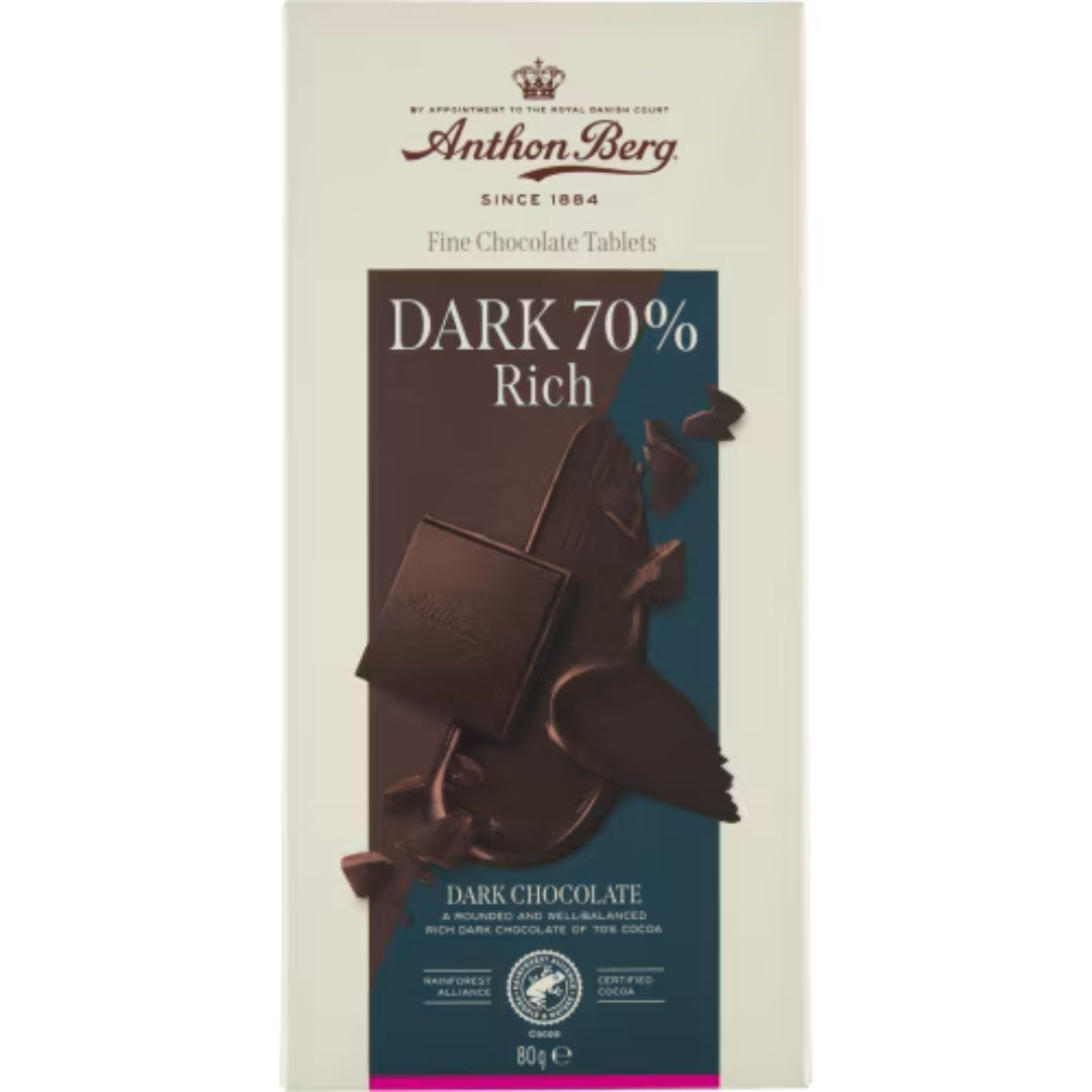 Anthon Berg Dark 70% Rich Chocolate - Dark 70% Rich Chocolate Bar 80g