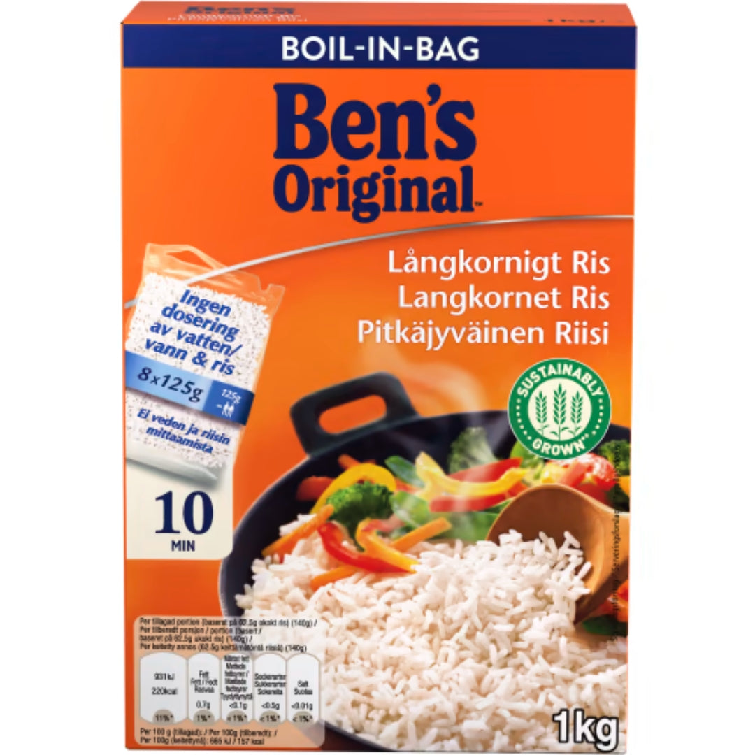 Ben's Original Långkornigt Ris Boil-in-bag 8x125g - Long-Grain Rice Boil-in-Bag 1kg