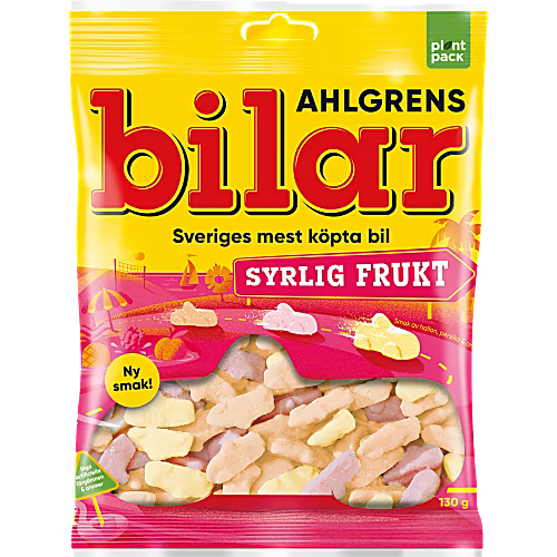 Ahlgrens Bilar Syrlig Frukt - Car-Shaped Candy 130g