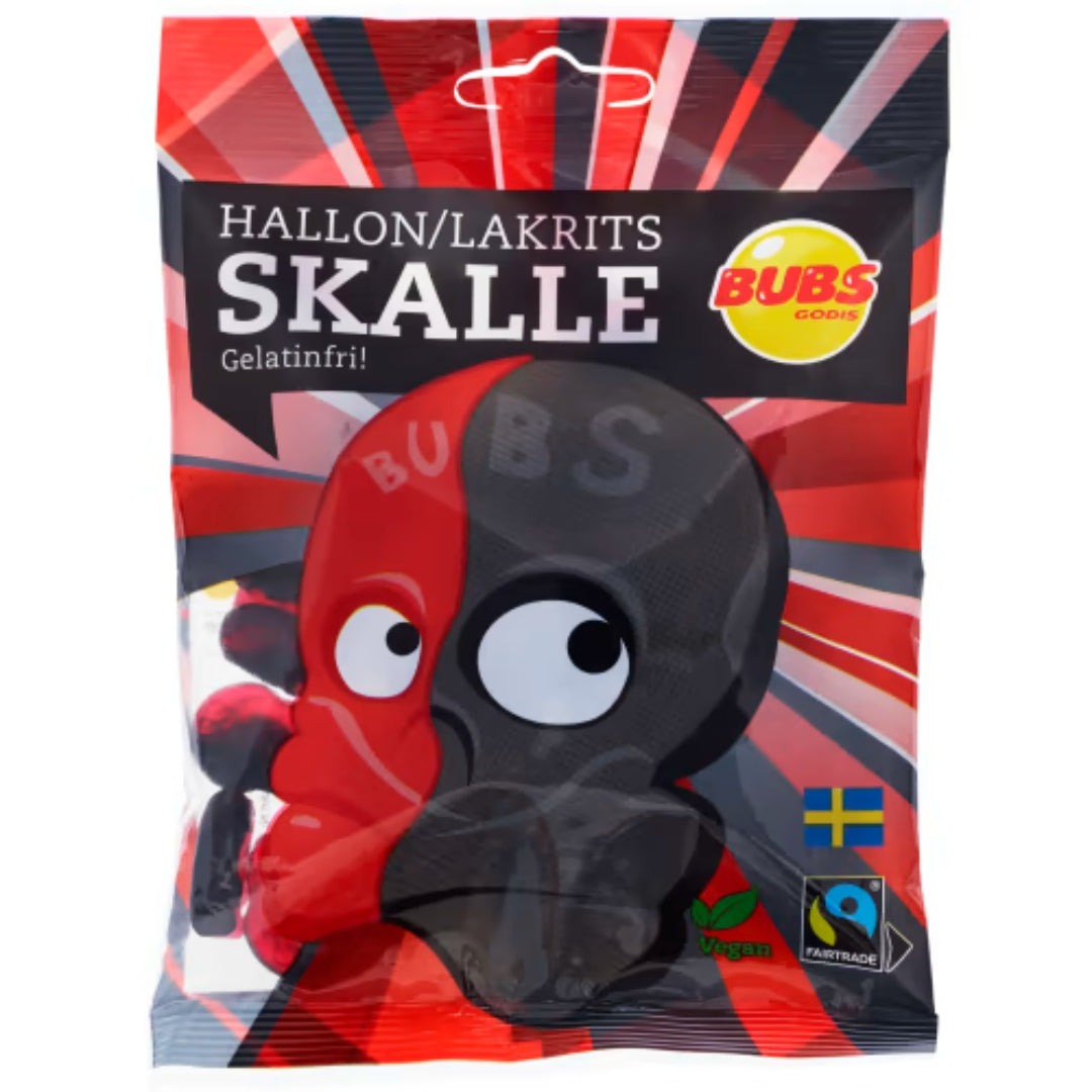 Bubs Skalle Hallon/Lakrits – Raspberry/Liquorice Skulls 190g