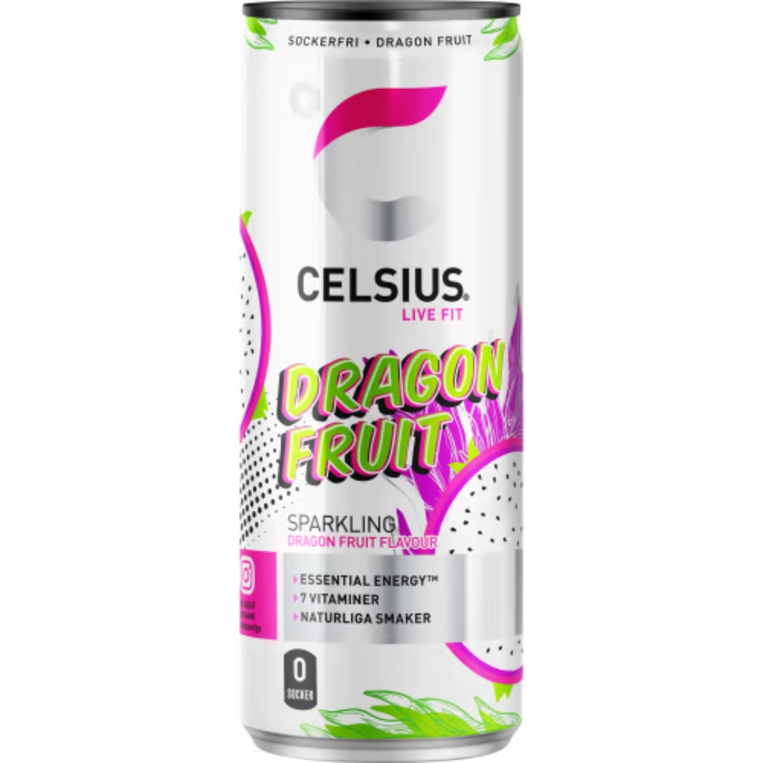 Celsius Dragon Fruit Energidryck Burk - Dragon Fruit Energy Drink 35.5cl
