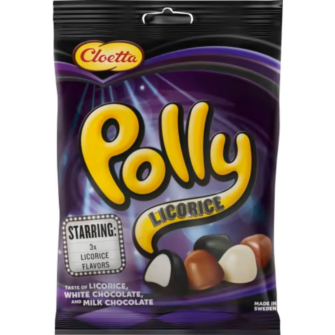Cloetta Polly Licorice - Chewy Foam Candy with Licorice and Chocolate Coating 150g