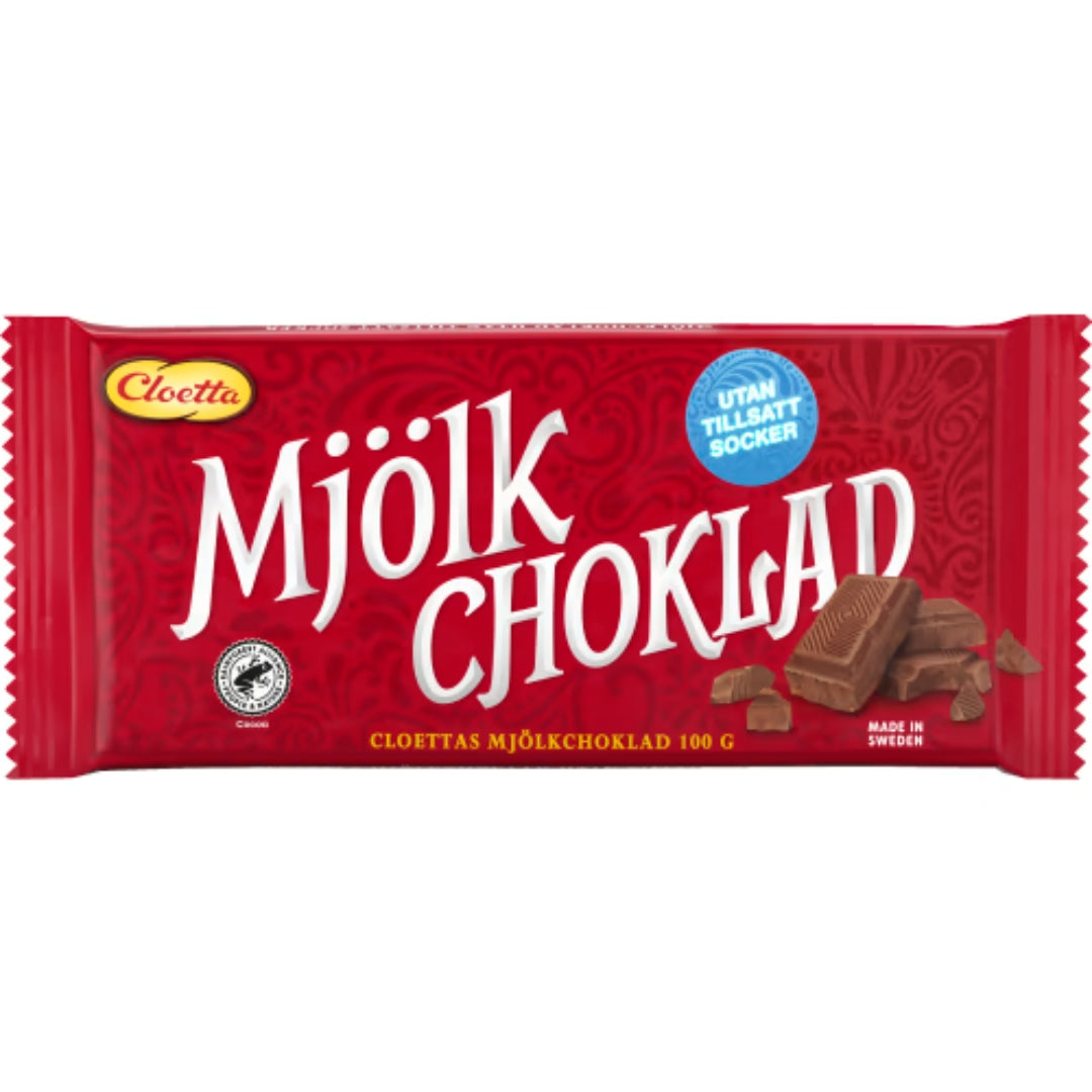 Cloetta Mjölkchoklad Utan Tillsatt Socker - Milk Chocolate Without Added Sugar 100g