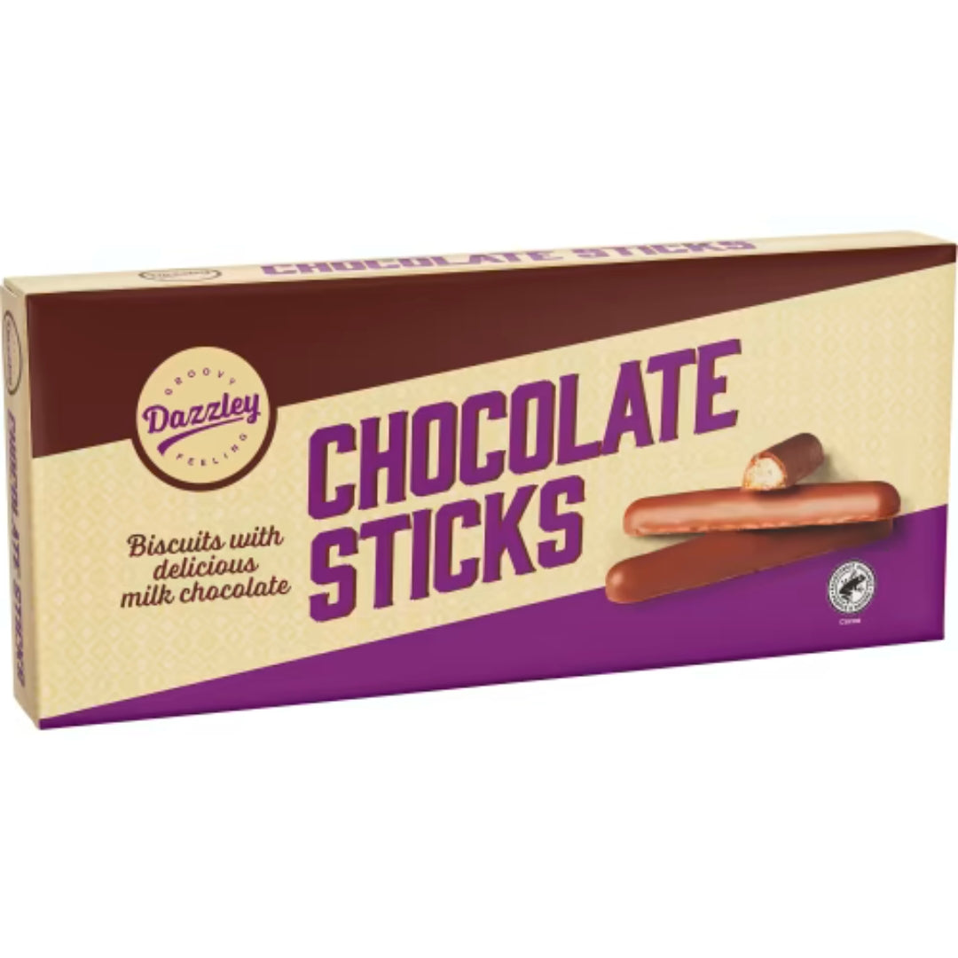 Dazzley Chocolate Sticks - Biscuit Sticks Dipped in Milk Chocolate 125g