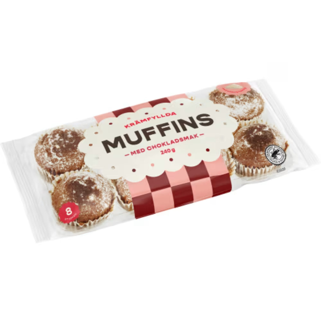 Dazzley Chokladsmak Krämfyllda Muffins - Cream-Filled Chocolate Muffins 8p 240g