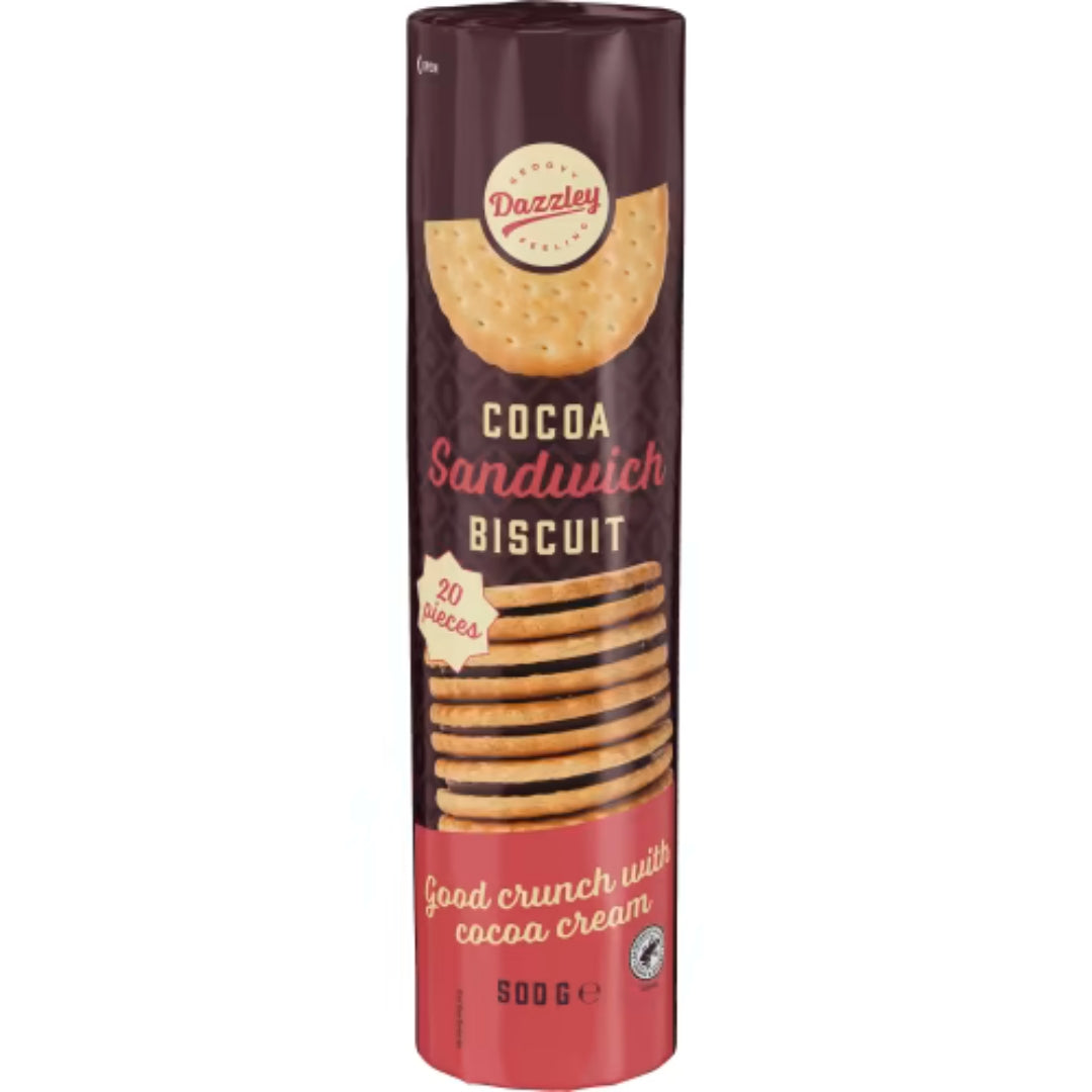 Dazzley Cocoa Sandwich Biscuit - Crispy Biscuits with Cocoa flavor 500g