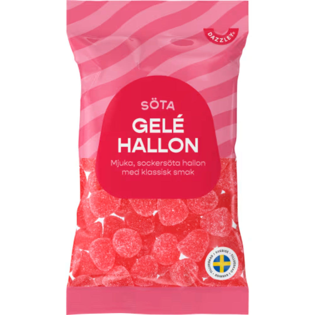 Dazzley Geléhallon - Raspberry Jelly Sweets 400g