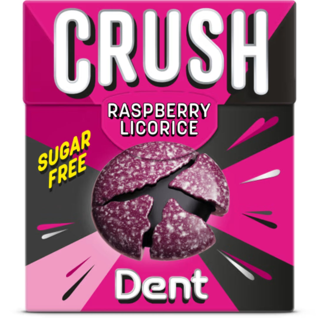 Dent Crush Raspberry/Licorice - Pastille da masticazione senza zucchero con lampone/liquirita sapore 25g