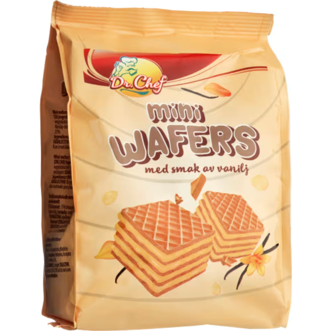 Dr chef mini wafer vanilj - mini wafer croccanti con una vaniglia cremosa che riempie 130 g