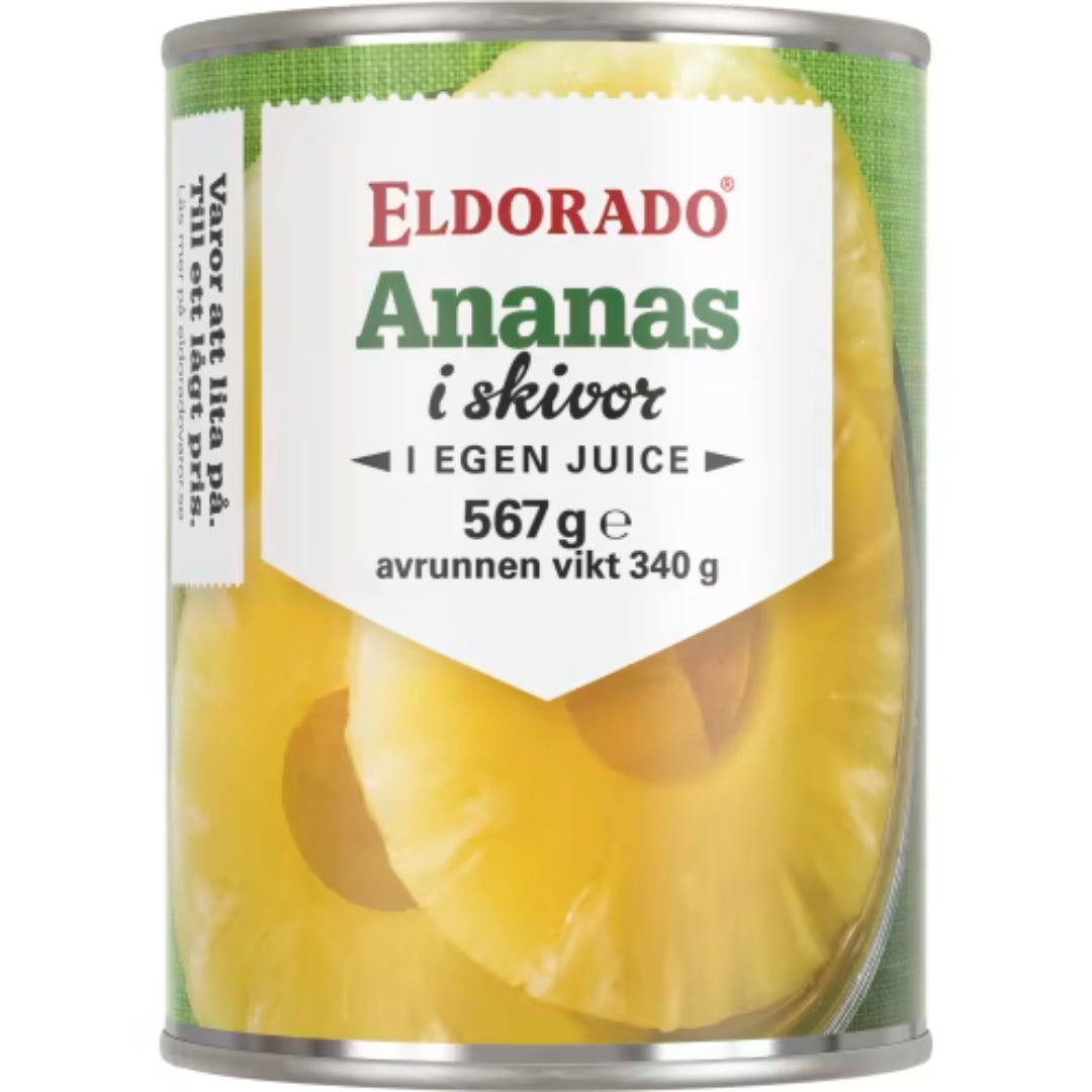 Eldorado Ananas Skivad i Egen Juice - Pineapple Slices in Own Juice 567g