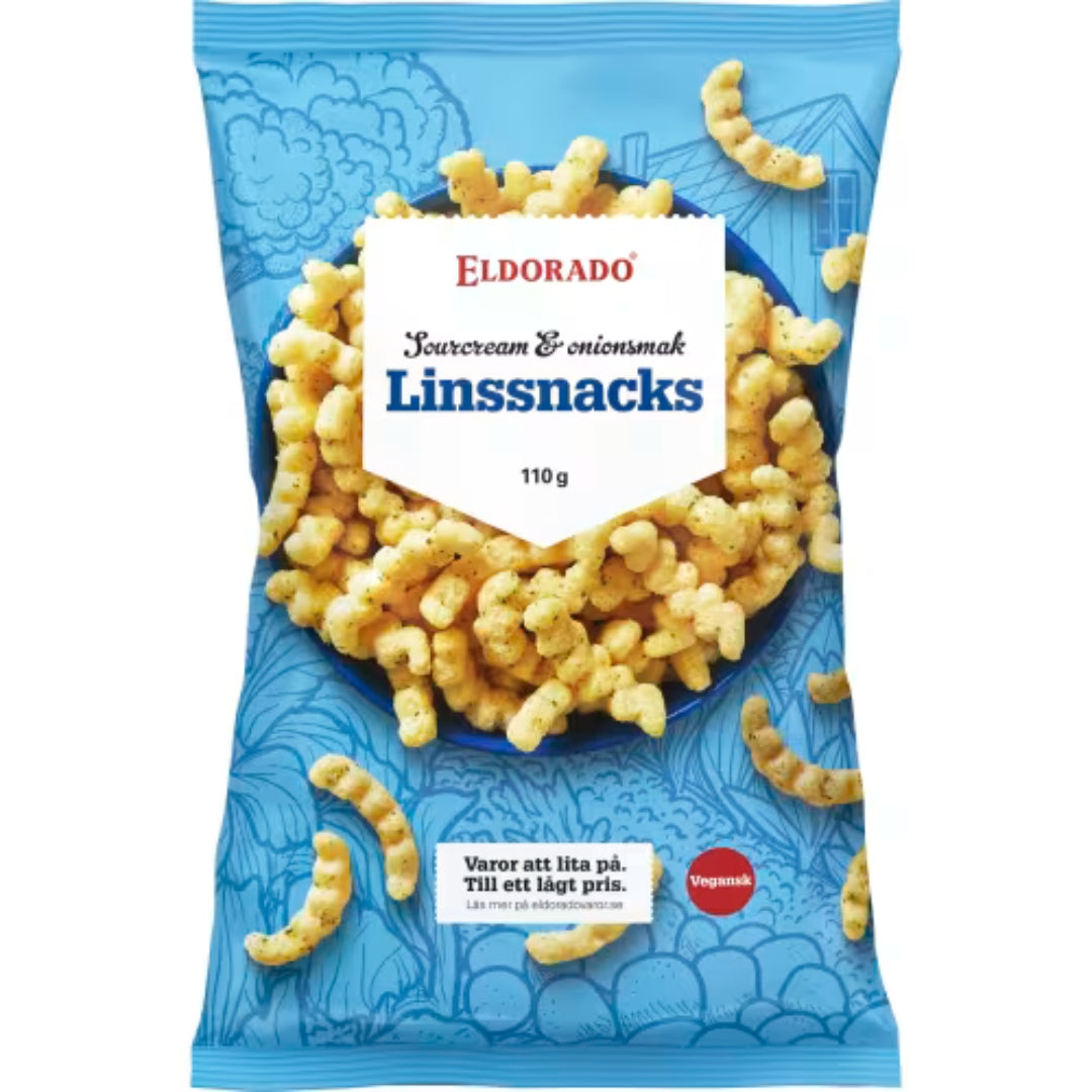 Eldorado Linssnacks Sourcream & onion - Lentil Snacks Sourcream & Onion 110g