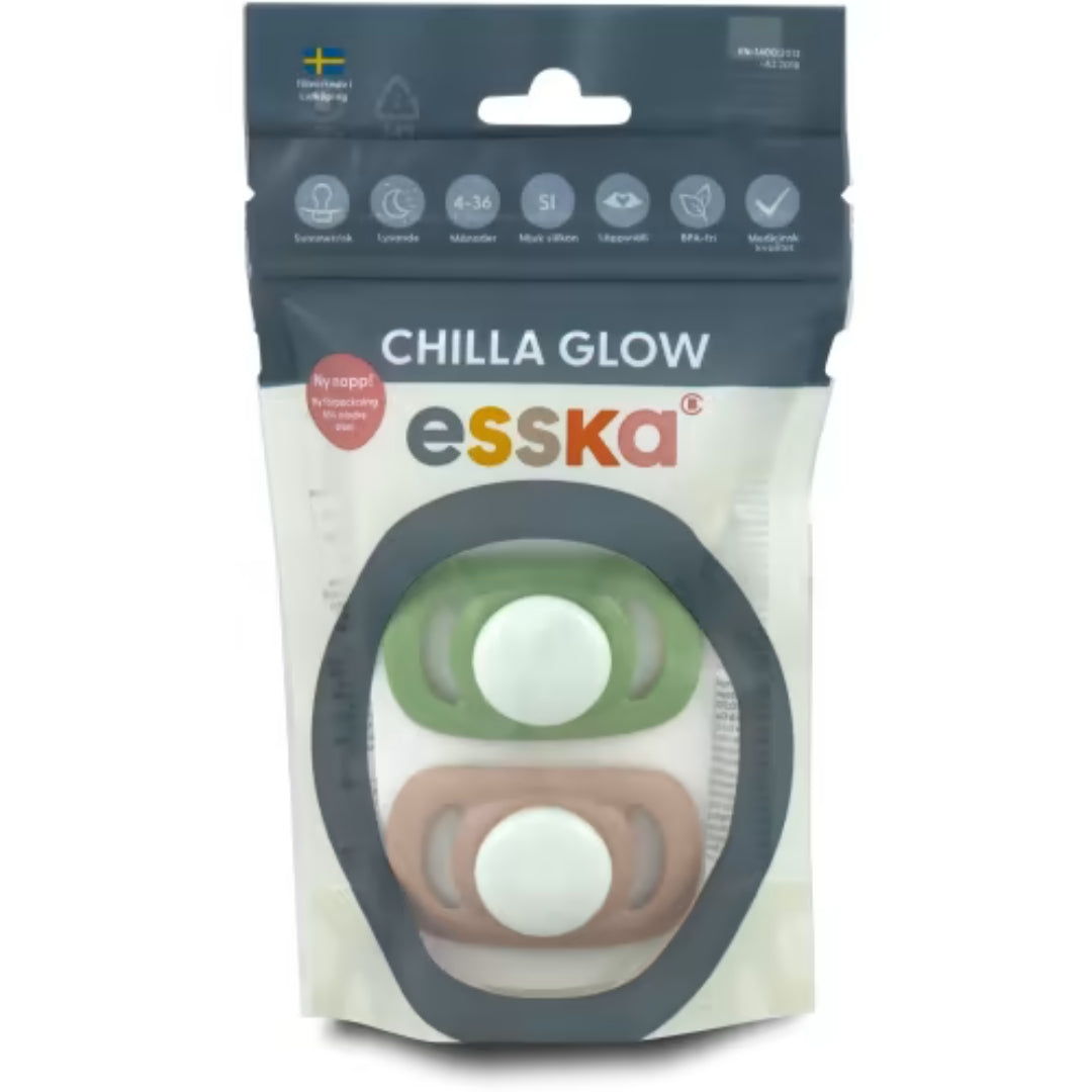 Esska Napp Chilla Glow Silikon 4-36 Månader - Silicone Pacifier 2p