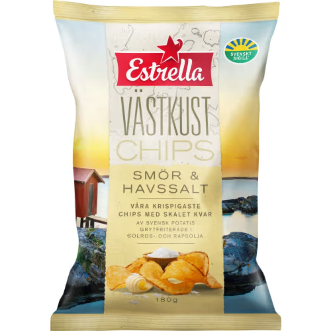 Estrella Smör & Havssalt Västkustchips - Butter & Sea Salt Chips 180g