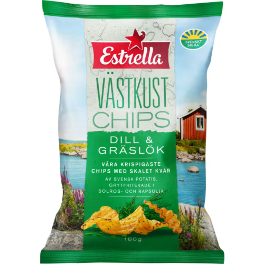 Estrella Västkustchips Dill & Gräslök - Chips with Dill & Chives flavour 180g