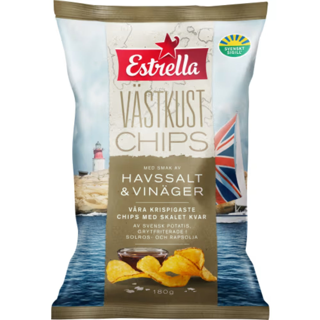 Estrella Västkustchips Havsalt & vinäger - Chips with Sea Salt & Vinegar 180g