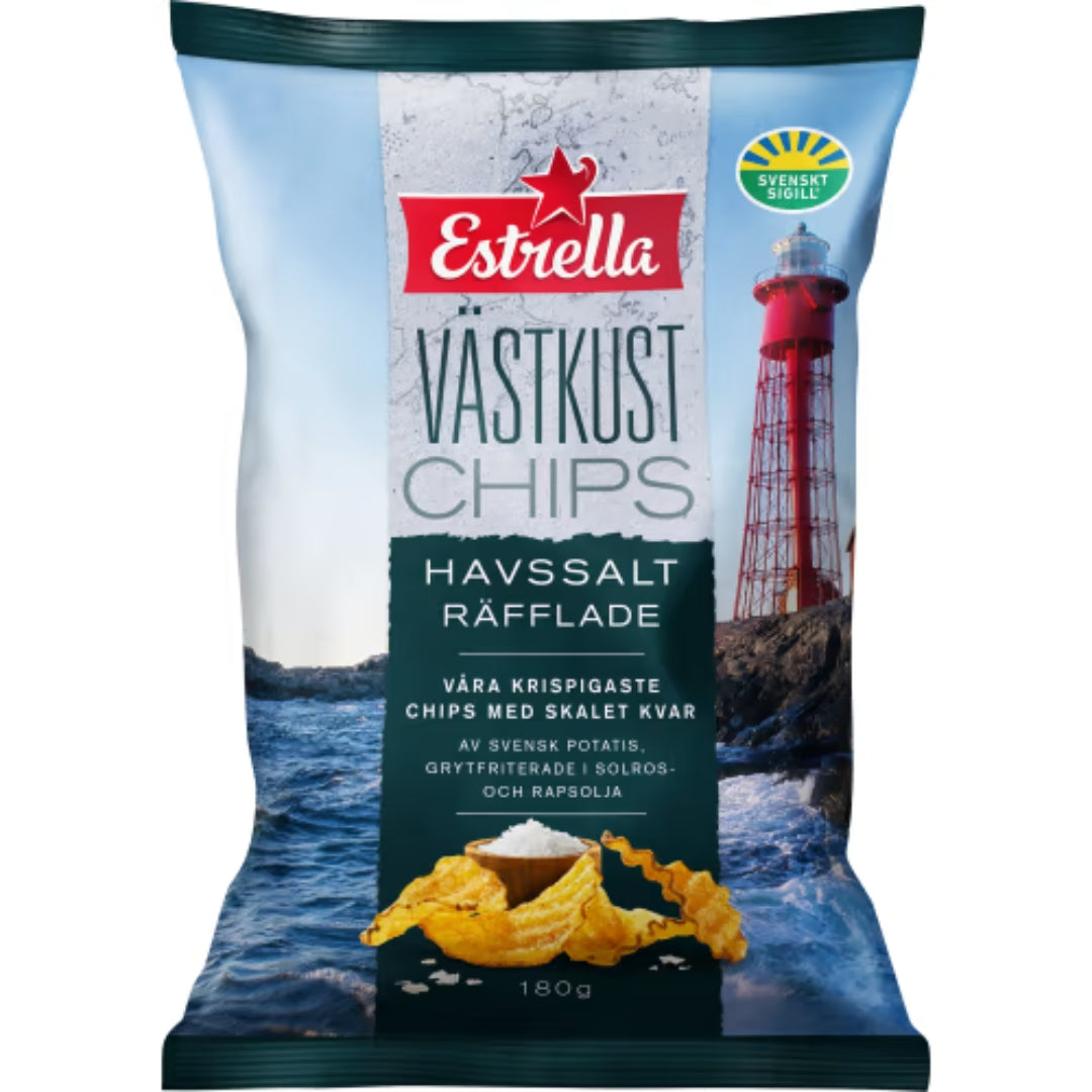 Estrella Västkustchips Havssalt Rafflade - Sea Salt Chips 180g