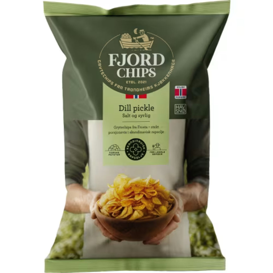 FjordChips Dill & Pickle Chips - Dill & Pickle Flavoured Chips 150g