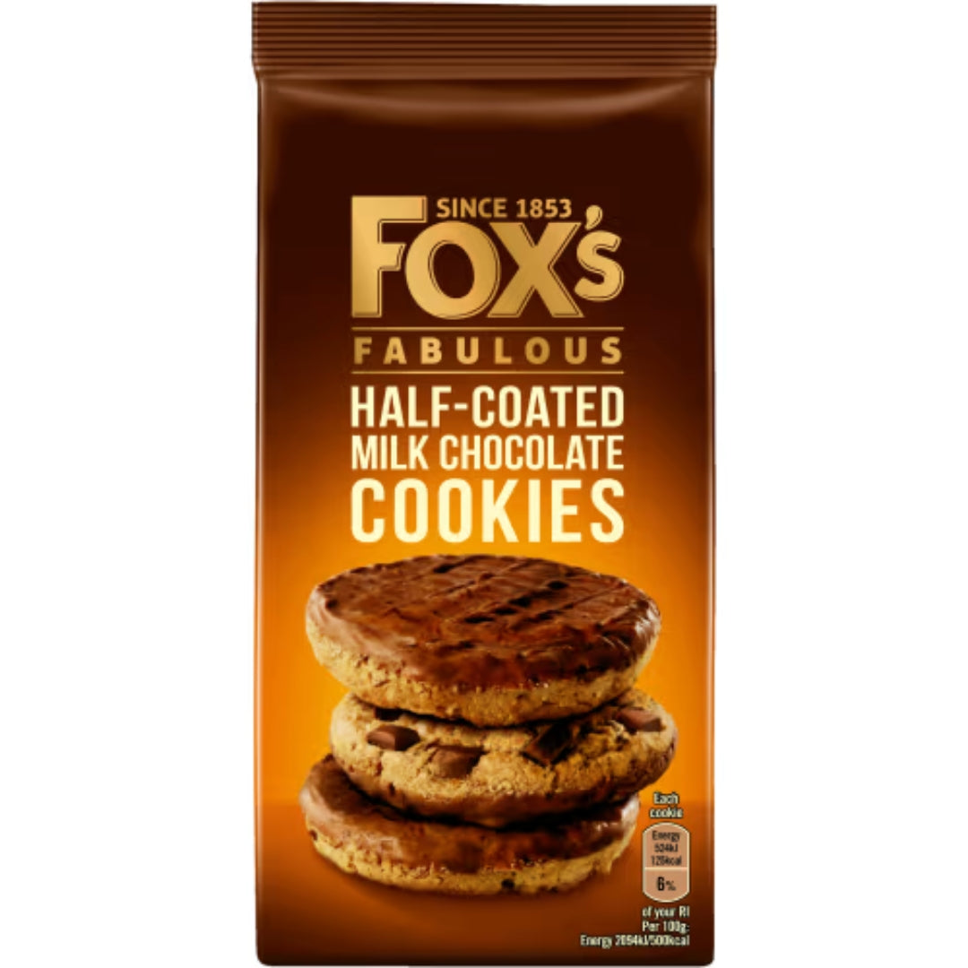 Fox Cookies Milk Chocolate Half Coated - Cookies, Half-Dipped in Milk Chocolate 175g