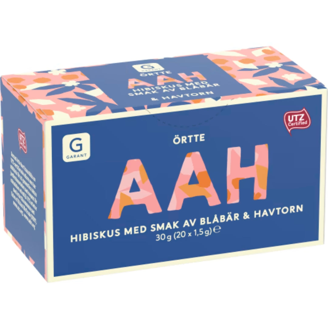 Garant Aah Örtte Hibiskus med Blåbar & Havtorn - Herbal Tea with Hibiscus, Blueberry, and Sea Buckthorn 20p