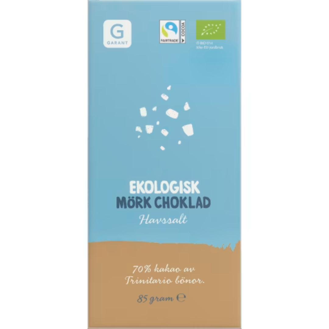 Garant Dark Chocolate Seasalt 70% - Organic Dark Chocolate bar with a touch of Sea Salt 85g
