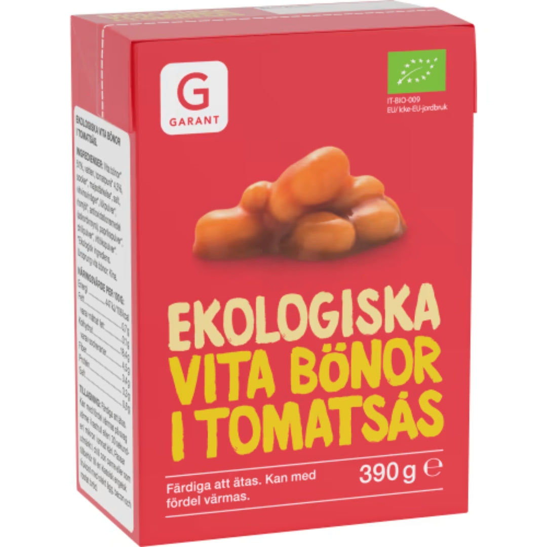 Garant Eko Vita Bönor Tomatsås Ekologiska - Organic White Beans in Tomato Sauce 390g