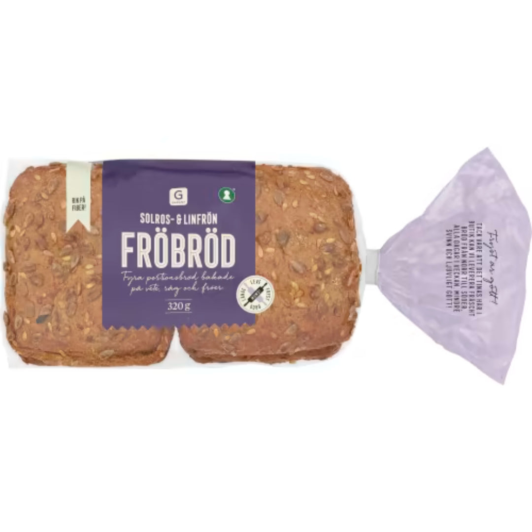Garant Fröbröd Solros & Linfrön 4-pack - Seed bread with Sunflower Seeds and Flaxseeds 320g