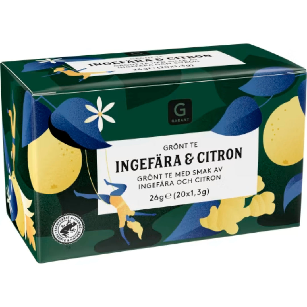 Garant Ingefära Citron Grönt Te - Green Tea with Ginger and Lemon flavor 26g