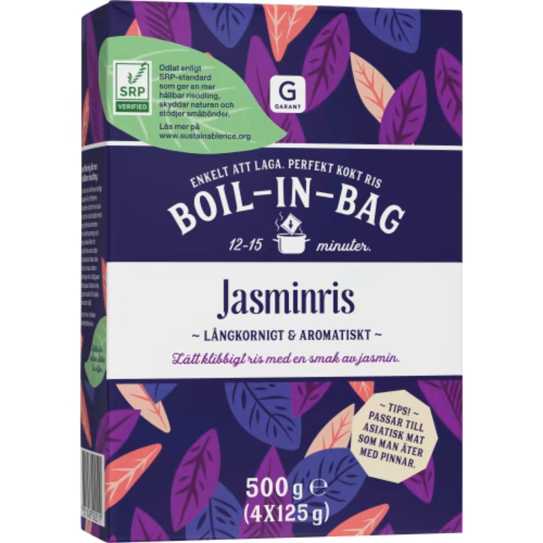 Garant Jasminris Boil-in-bag 4x125g - Long-Grain Aromatic Jasmine Rice Boil-in-Bag 500g