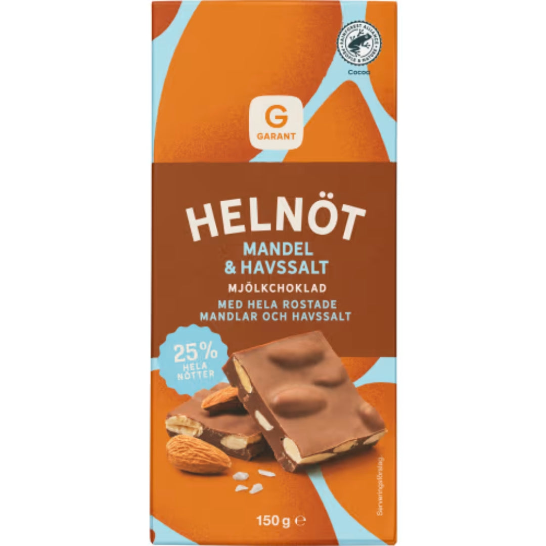 Garant Havssalt/mandel Mjölkchoklad - Milk Chocolate with Sea Salt & Almonds 150g