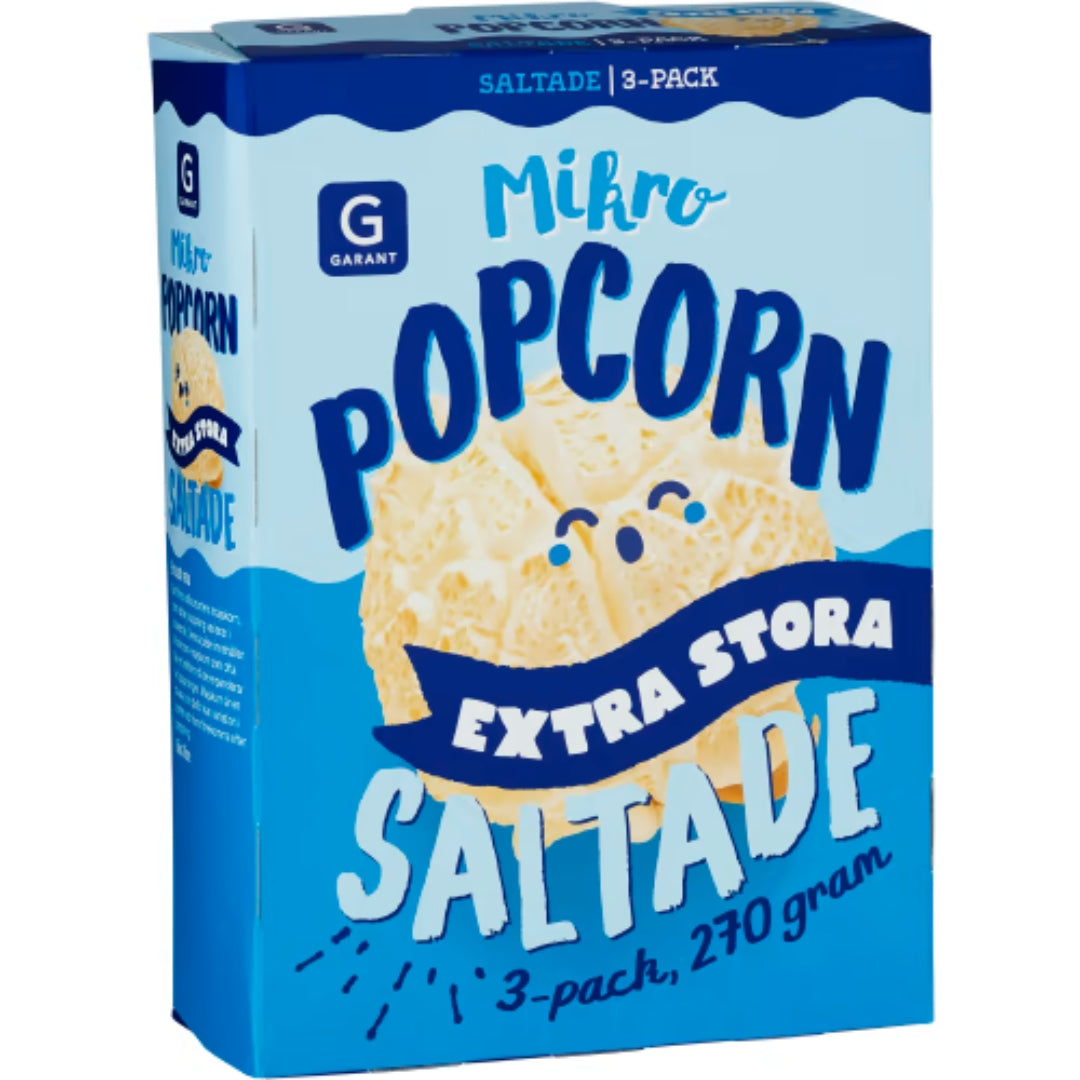 Garant Mikropopcorn Extra Stora Saltade - Extra Large Salted Micropopcorn 3x90g