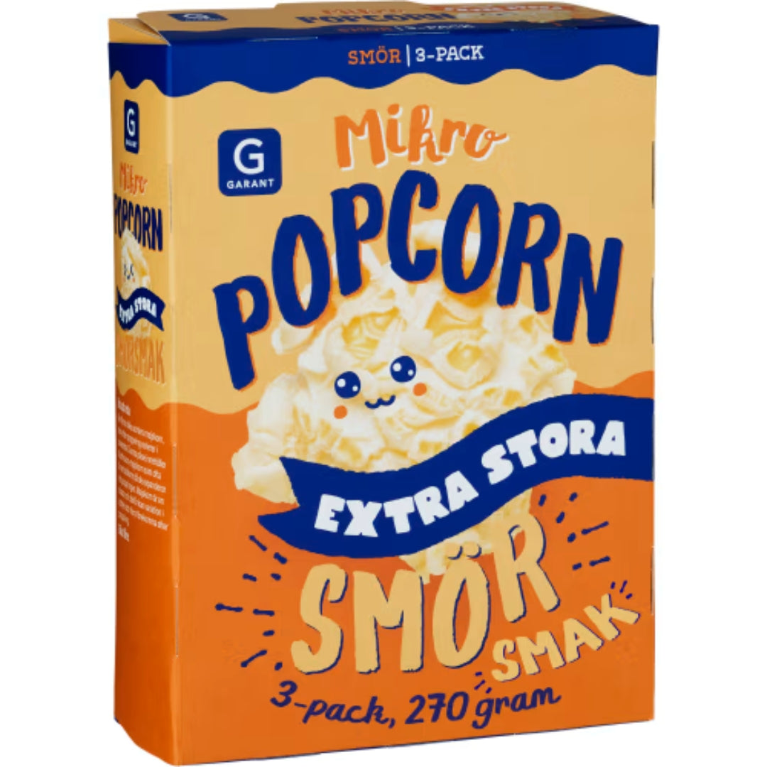 Garant Mikropopcorn Extra Stora Smör - Extra Large Butter Popcorn 3x90g