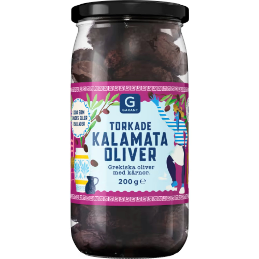 Garant Oliver Torkade Kalamata - Kalamata Olives with Pits 200g