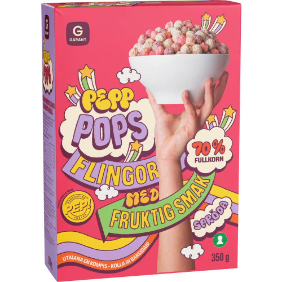 Garant Pepp Pops Fruktig Smak Flingor - Fruit-Flavored Cereal 350g
