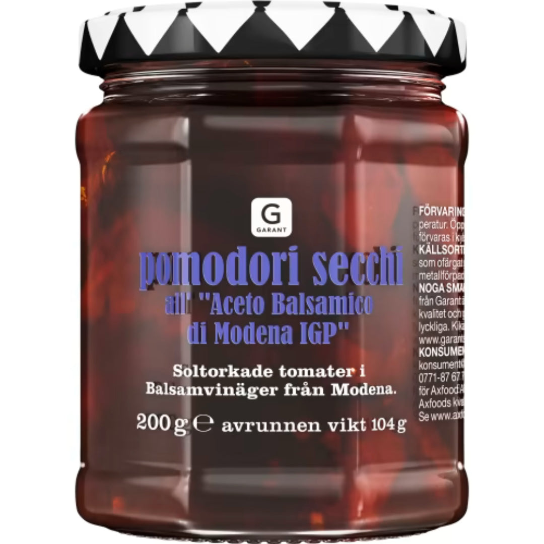 Garant Pomodori Secchi Soltork Tomat i Balsamvinäger - Sun-Dried Tomatoes in Balsamic Vinegar 200g