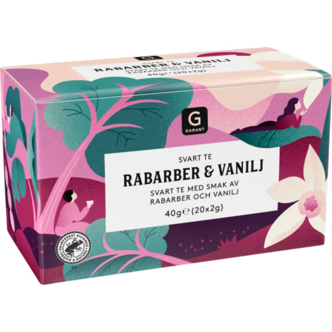 Garant Rabarber Vanilj Svart Te - Black Tea with Rhubarb and Vanilla Flavor 40g