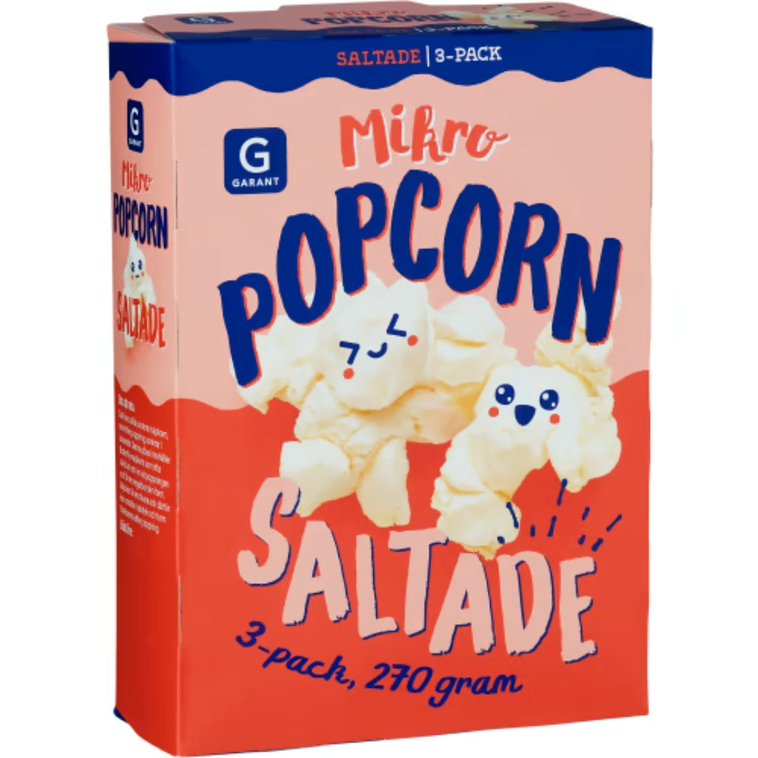 Garant Saltade Mikropopcorn - Salted Micro Popcorn 3x90g