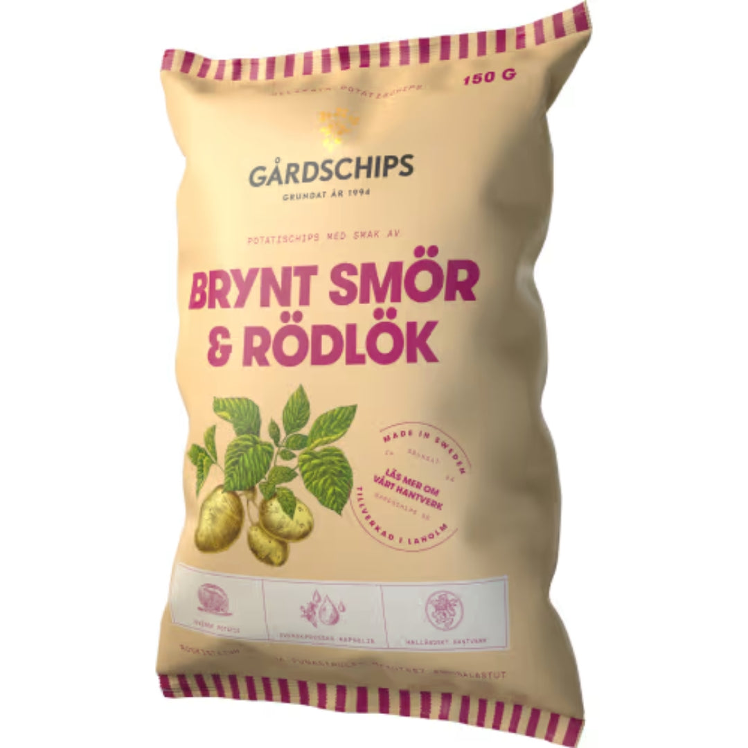 Gårdschips Chips Brynt Smör & Rödlök - Browned Butter & Red Onion Chips 150g