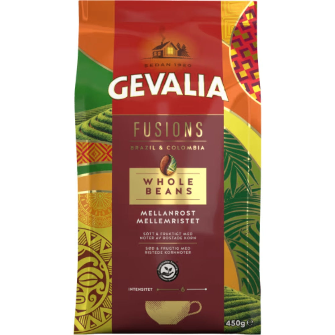 Gevalia Fusion Brazil&colombia Kaffe Hela Bönor - Whole Coffee Beans 450g