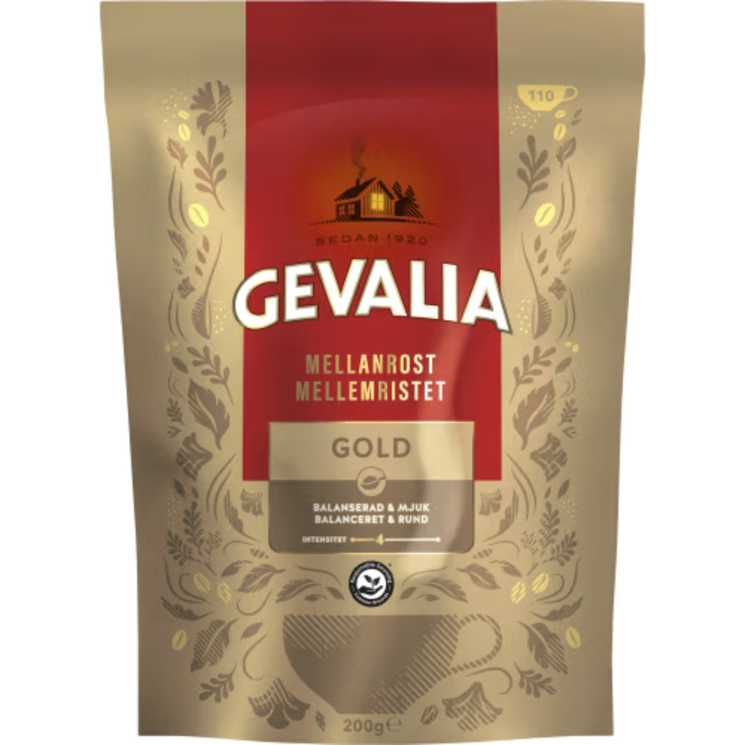 Gevalia Gold Mellanrost Snabbkaffe Refill - Gold Instant Coffee 200g
