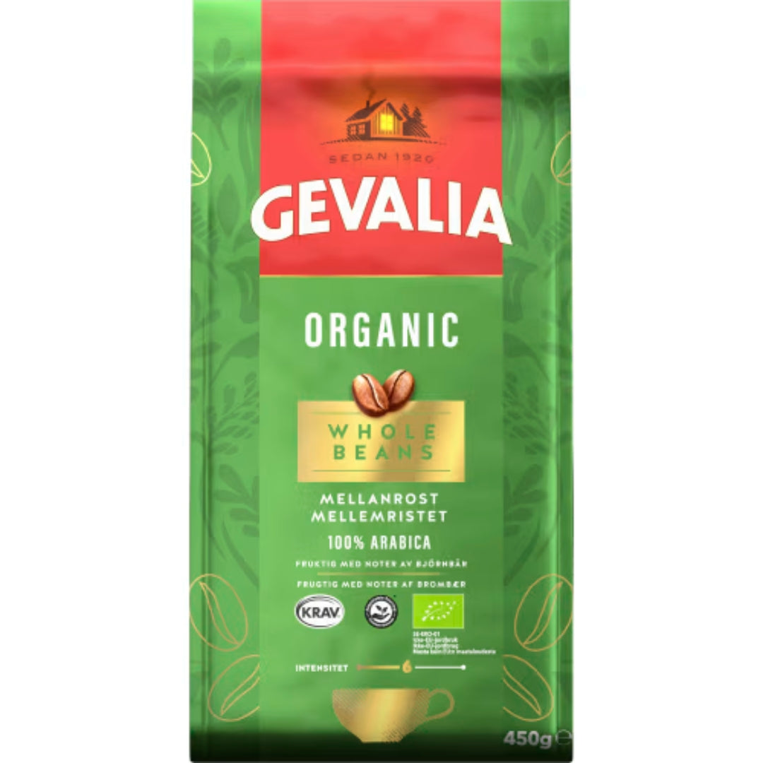Gevalia Mellanrost Hela Bönor - Organic Medium Roasted Whole Coffee Beans 450g
