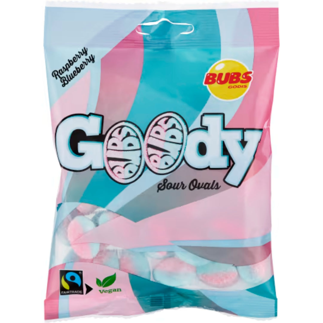 Bubs Goody Sour Ovals Raspberry/blueberry 175g