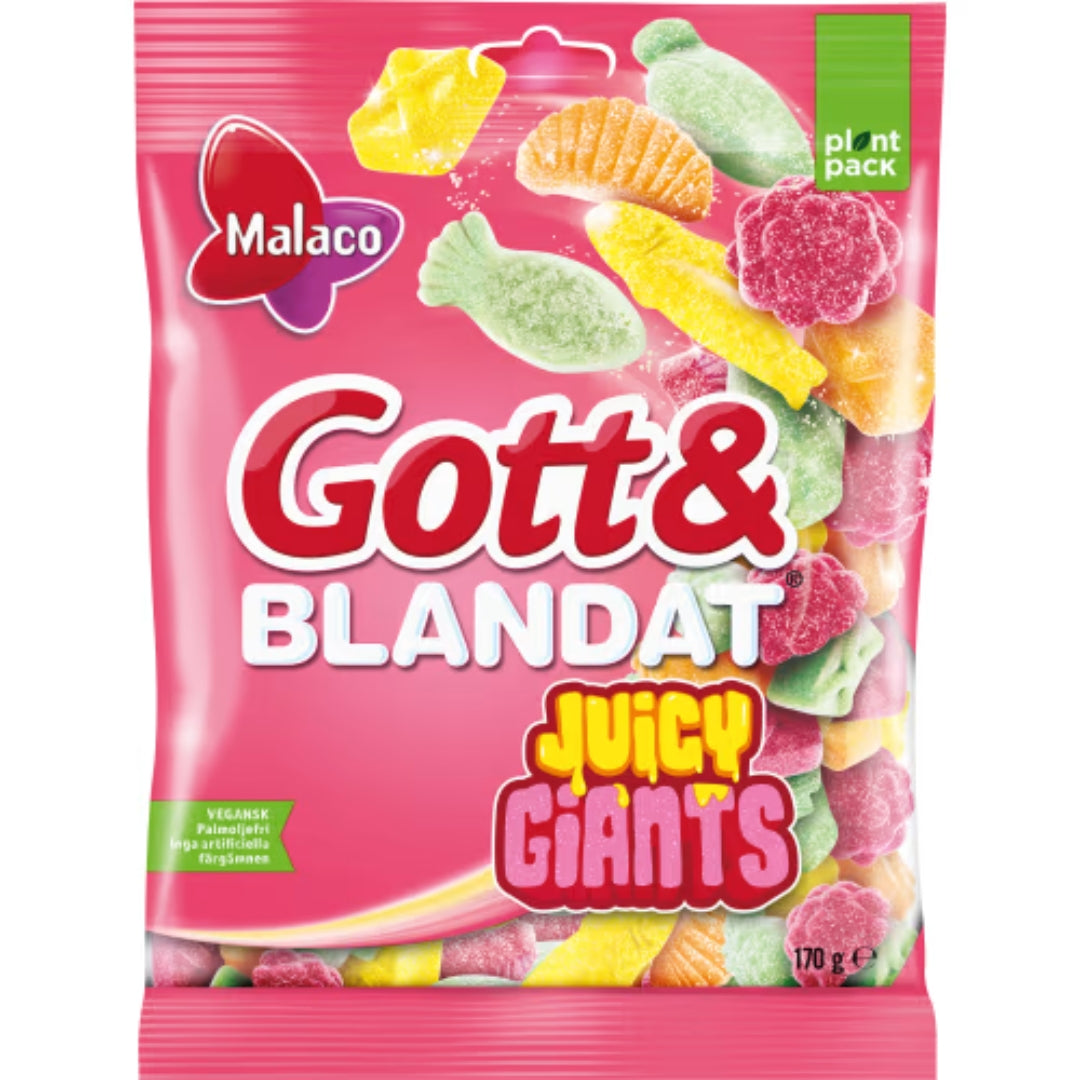 Malaco Gott & Blandat Juicy Giants - Sweet and Tangy Fruit-flavored Candy 170g