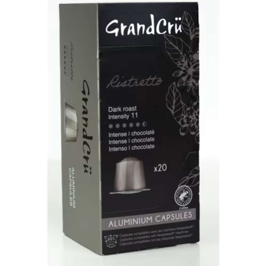 Grand Cru Ristretto Dark Roast Aluminium Capsules - Dark Roast Coffee Capsules 20p